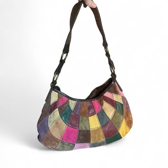 Lucky Brand Handbags - Lucky Brand Y2K Colorful Patchwork Hobo Shoulder Bag Leather Suede